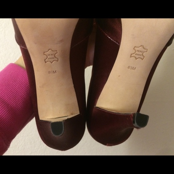 Gorgoeous VIA SPIGA burgundy Satin Velvet peep-toe - Picture 8 of 8